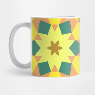 Retro Mandala Flower Yellow Green and Orange Mug